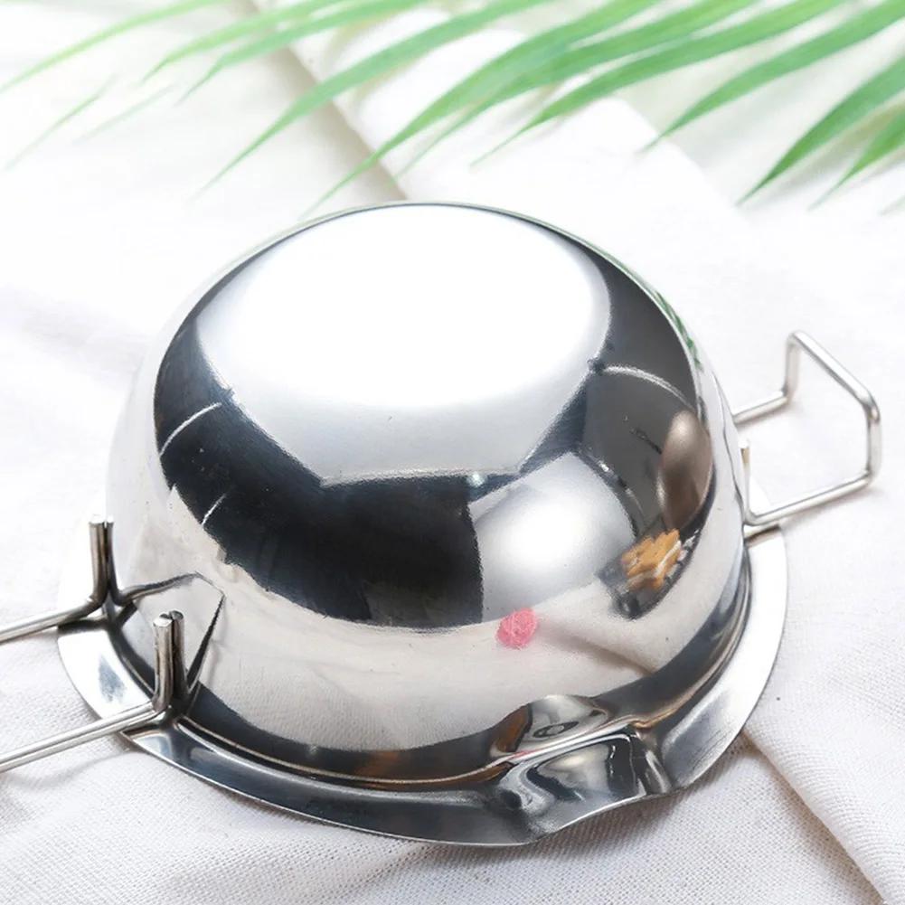 304 Edelstahl Schokoladenschmelzschüssel Backform Wachs Kerze Süßigkeiten Butter Käse Schmelztopf Langer Griff Topf Silber Küchenwerkzeug