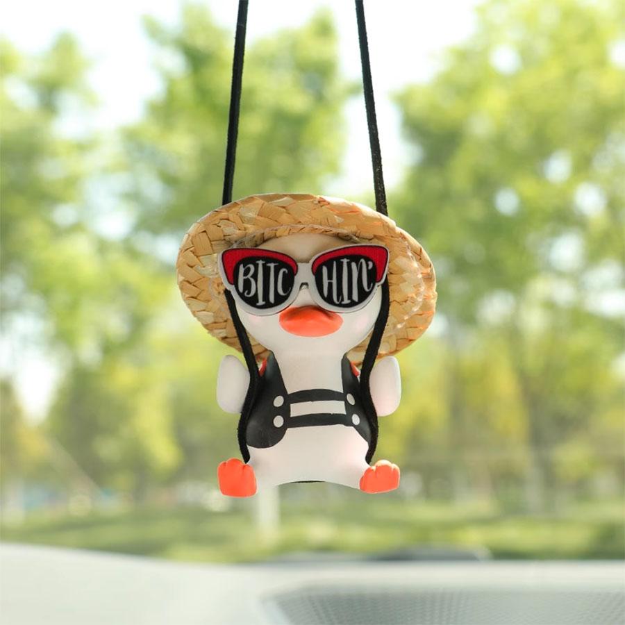 Accessories Birthday School Bag Duck Car Pendant Car Pendant Decor Straw Hat Swing Duck Car Hanging Ornament Swing Duck