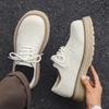 British Style Men's Oxford Shoes Round Toe Thick Soled Business Derby Casual Shoes Outdoor Travel Wear-resistant Leather Shoes