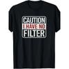 European Sizes Men'S " Out, I Have No Filter" Humorous Satire T-Shirt - Casual Round Neck, Slightly Stretchy, Black with Red And White Text