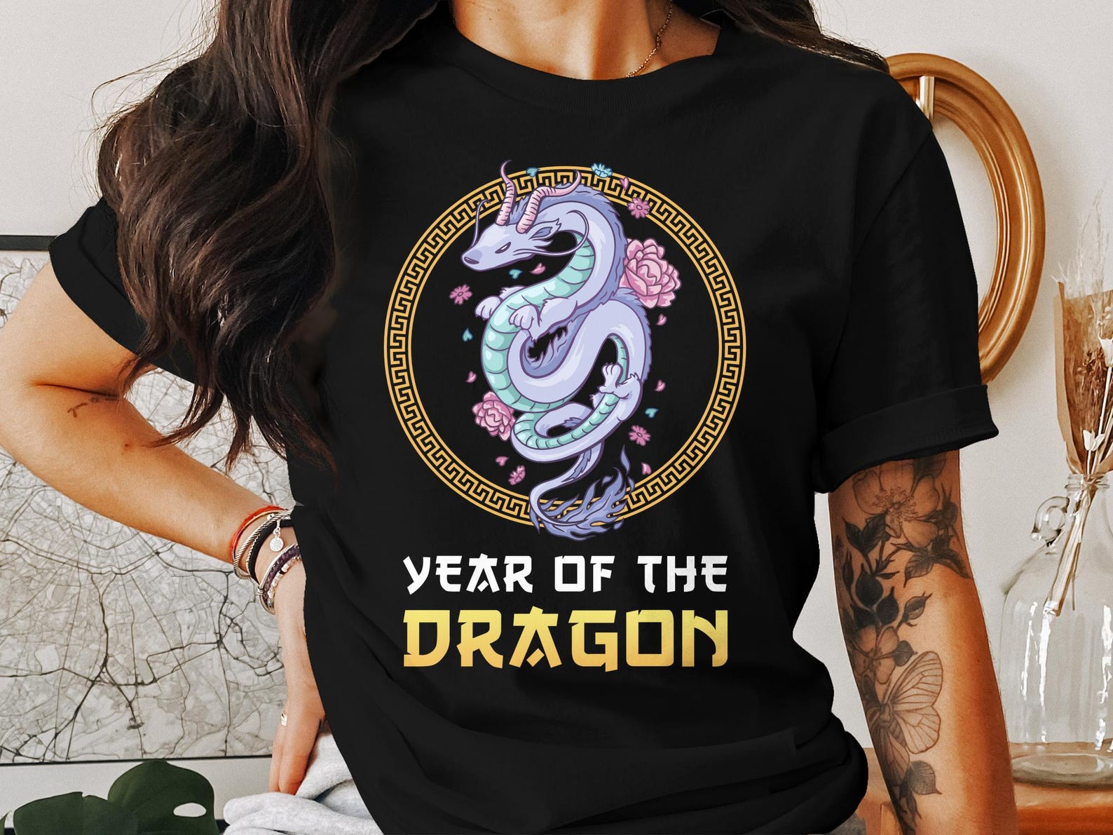 Chinese New Year Dragon T-Shirt, Lunar New Year Zodiac Tee, Year of the Dragon Shirt, Chinese Zodiac Dragon Tee XL