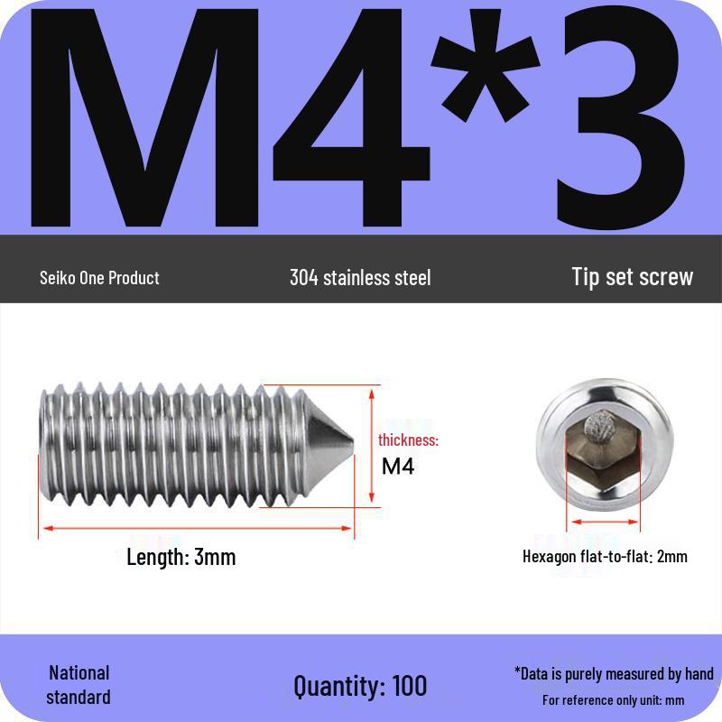 304 Stainless Steel Internal Hex Set Screw | Headless Grub Screw M2-M16