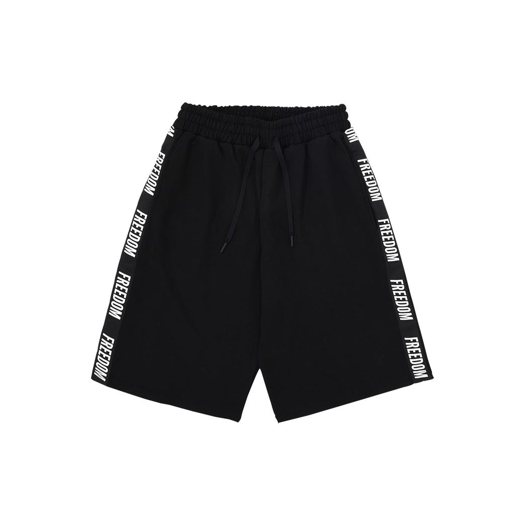 FREEDOM Lettering Bermuda Cotton Shorts (Black)