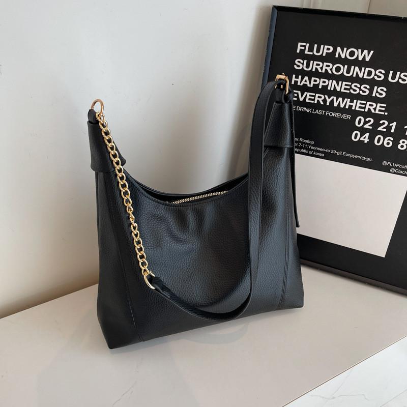 Chic Minimalist Shoulder Tote Bag For Women In Black Beige Khaki And Coffee