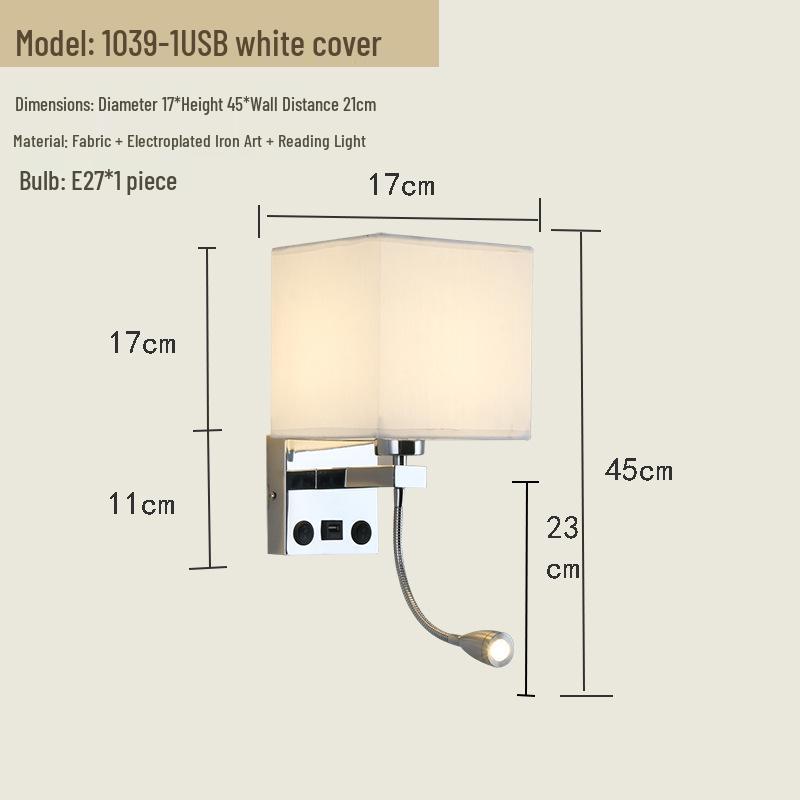 USB Charging European Style LED Wall Lamp for Indoor Use - Ideal for Hotels and Bedrooms