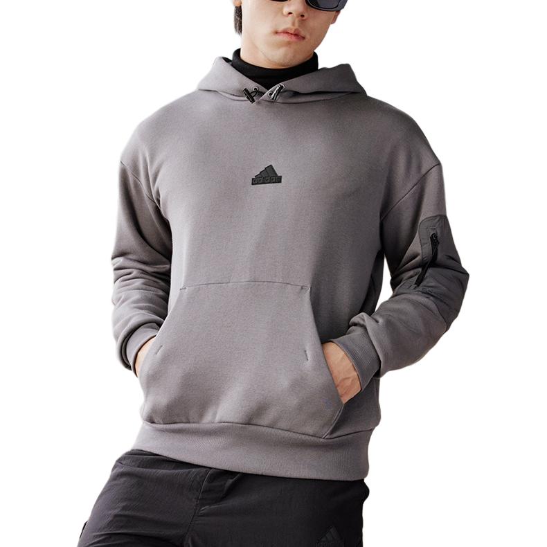 Adidas Sweatshirts Men's Gray Hooded Thickened Regular IY1518
