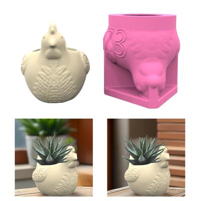 Silicone Flowerpot Mold Hen Shape Silicone Crafting Mould for Crafting Succulent Planter and Home Decoration Project