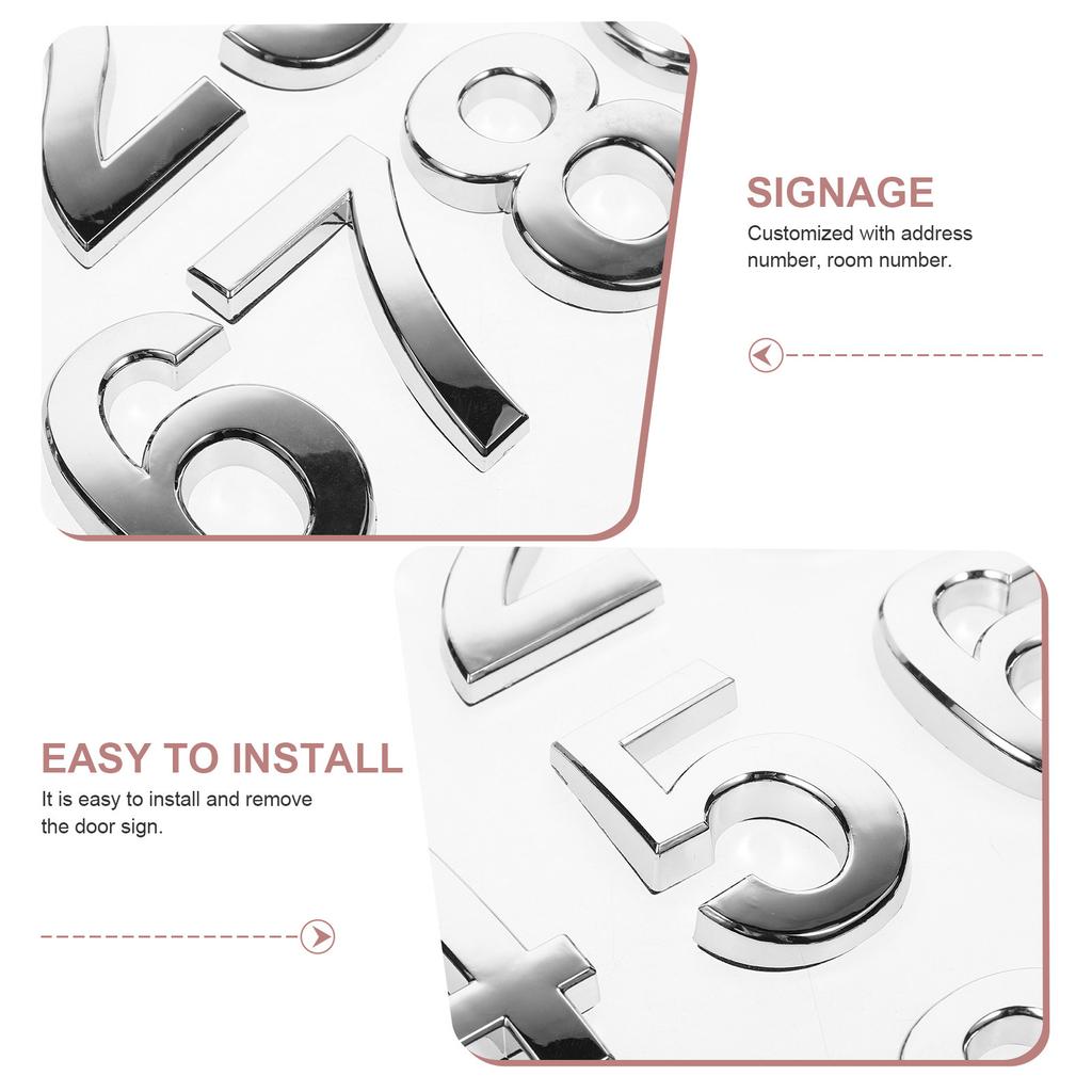 10Pcs ABS Number Door Plaques Modern Bright Design Easy Install House Room Number Signboard 0- 5Cm Signboard