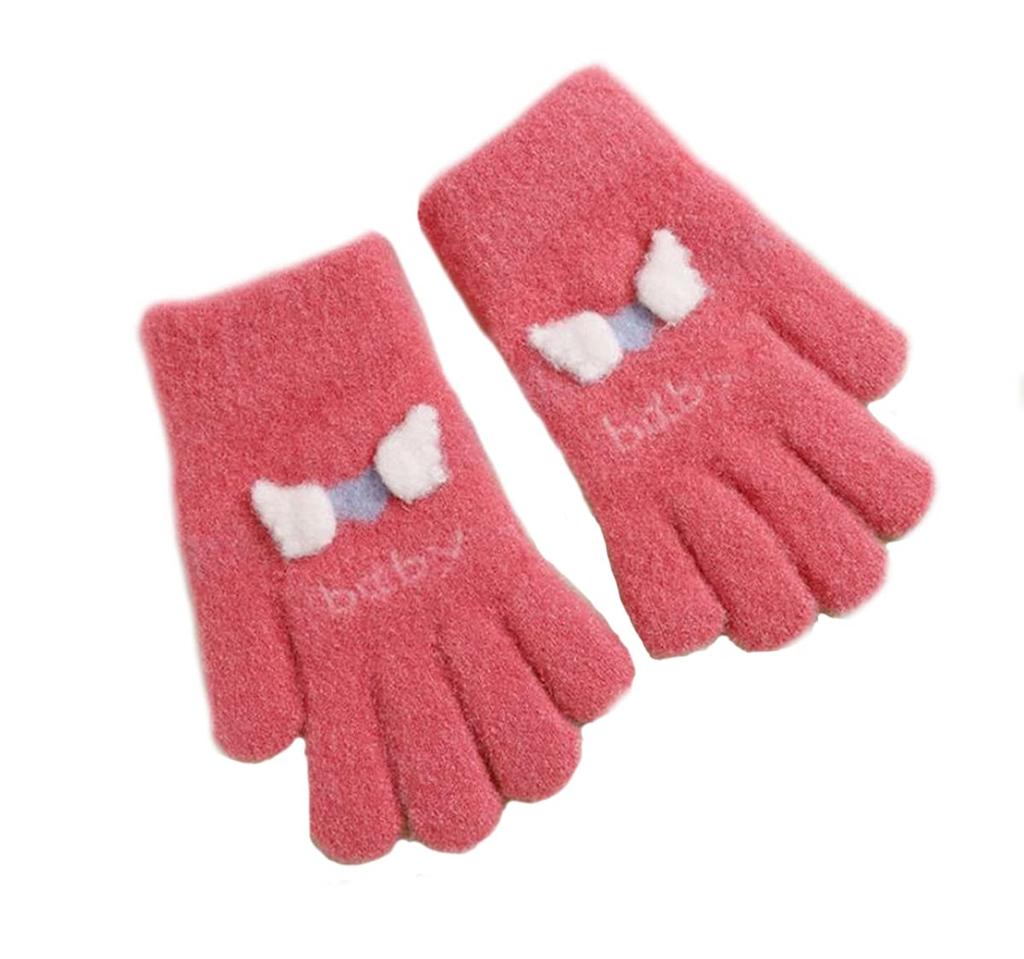 VIISEN Popular Design for Girls Ages Cute and Perfect for Winter and Cycling Ages Kids' Gloves, Five-Finger 2-6, Warm, Outings, School, (1/Red, 3-6)