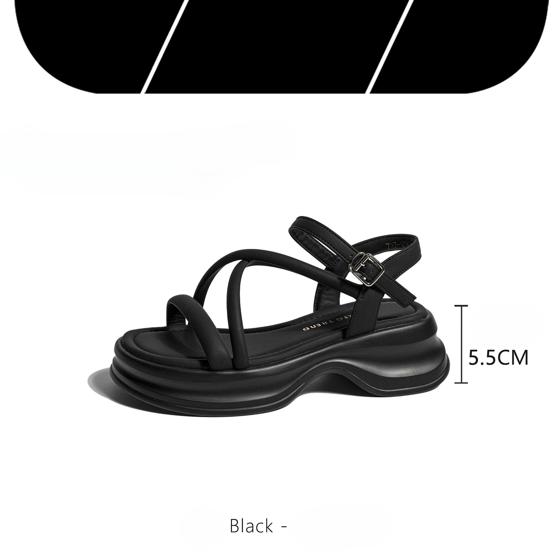 

Удобные босоножки с открытым носком на толстой подошве. Женские летние римские сандалии, увеличивающие рост. Высококачественная обувь на мягкой подошве. 40 чёрный