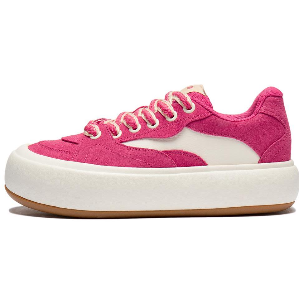 

Li Ning Cream Puff Platform Slip Resistant Abrasion Resistant Low top Skateboard Shoes Women s Red White AZGU012-3 38