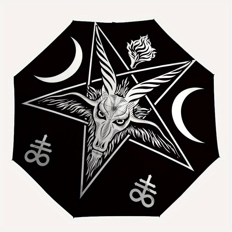 Devil's Sigil Baphomet Goat Pentagram T-Shirt Occult SymbolUmbrella, Portable 3-Fold Compact Umbrella,Christmas Gift ES501