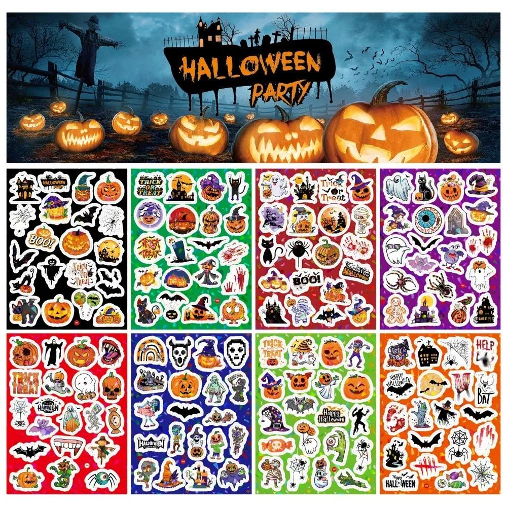 160pcs 8 Sheets Christmas Halloween Easter Stickers Laser Bunny Egg Cartoon Holographic Waterproof Removable Vinyl Sticker Decor
