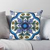 Talavera Blue Green Flora Square Pillowcase Polyester Linen Velvet Printed Zip Decorative Throw Pillow Case Home Cushion Case