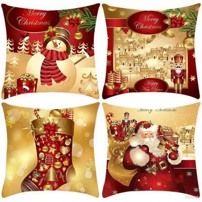 Christmas Linen Pillowcase: Home Sofa Decor & Car Lumbar Support Cushion Cover