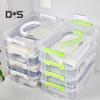 Transparent 4-Layer Storage Container with Handle Large Capacity Multipurpose Crafts Supplies Sewing Utility Storage Bin Storage Organizer