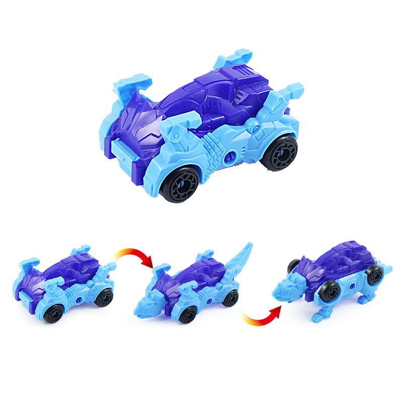 2Pcs Kids Dinosaur Deformation Toy Deformed Car Dinosaur Children Toys Diy Assembly Transformer Toy Car Model