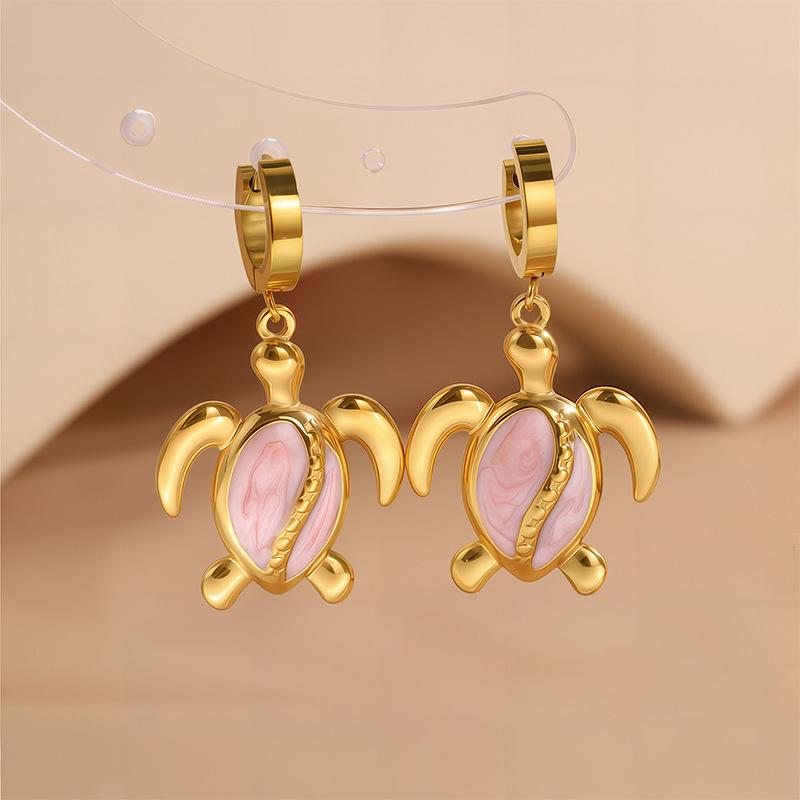 Titanium and Steel Earrings, Fashionable Ocean-themed Turtle Drooling Earrings, Cute Turtle Earrings with An Elegant Touch for Ladies.