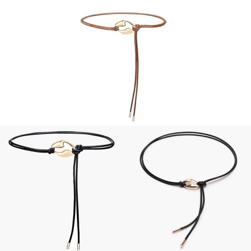 French Vintage Metal Waist Belt For Dresses With Adjustable Ties For Casual And Office Wear
