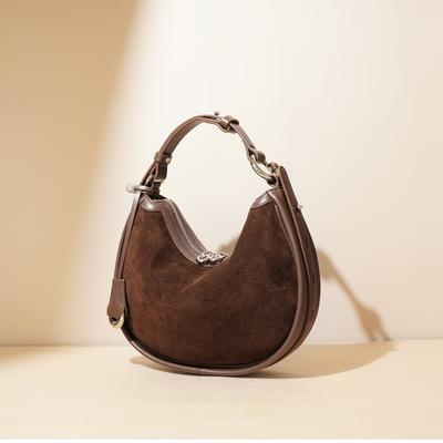 2025 New Premium Retro Frosted Cowhide Crescent Bag Niche Premium Personality Versatile Fashion Underarm Bag