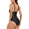 Solid Women One Piece Swimwear Black Vintage Retro Backless Swimsuit Monokini Beachwear Bikinis Tummy Control Bathing Suit Swimsuits