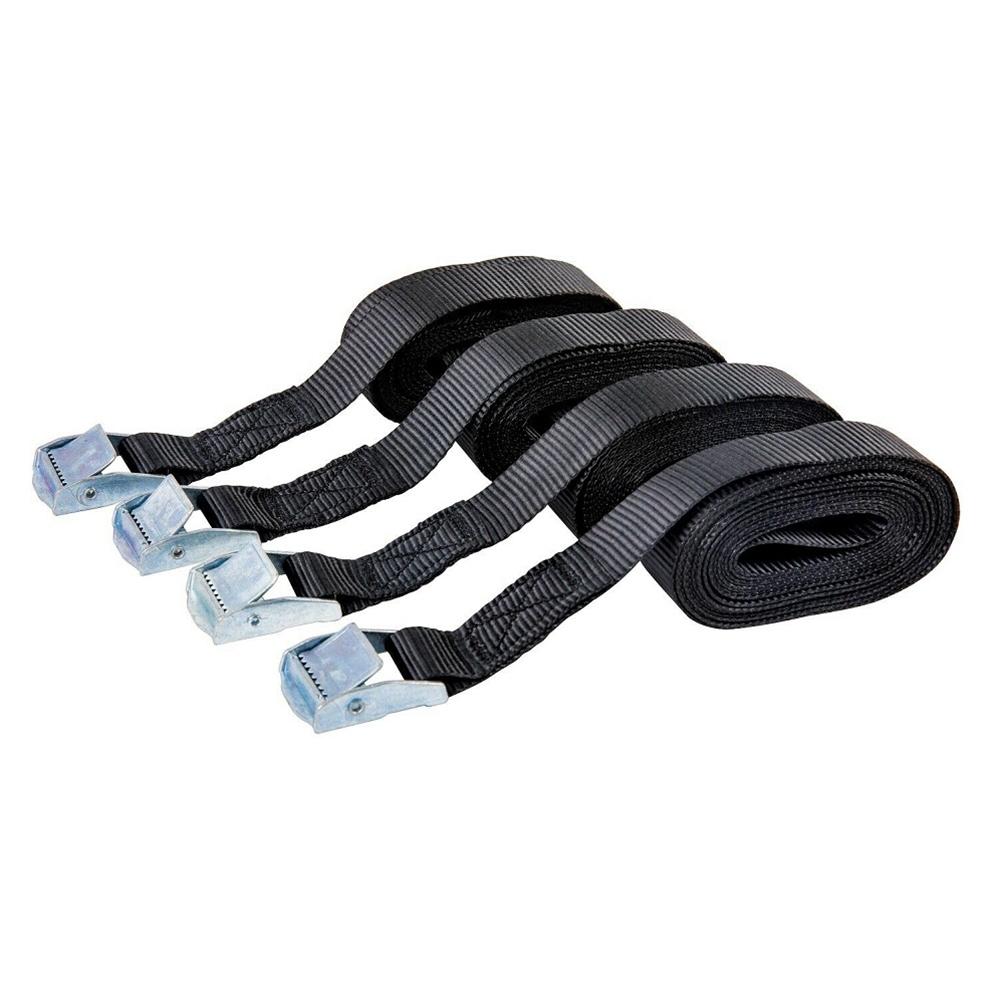 Cargo Straps Lashing Strap Zinc Alloy Nylon 4PCS Balck With Cam Buckle Ratchet Tie Downs Strapping Cargo Trailer Management