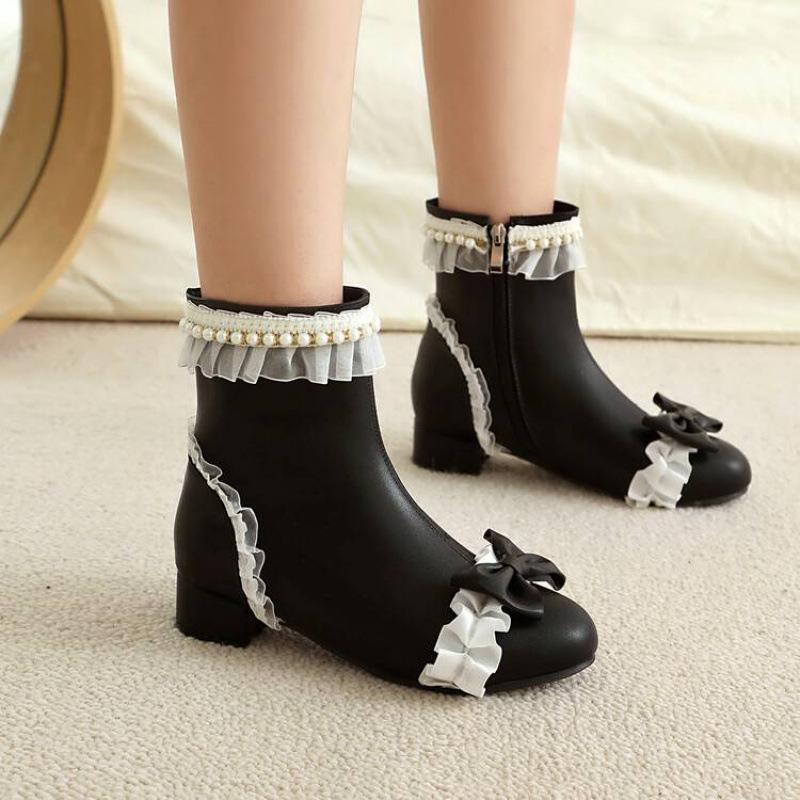 Podzimní a zimní dívčí kožené boty gumová měkká podrážka střední a starší dětské boty korejská verze boční zip princeznovské boty kulatá špička dětské