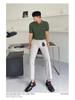 Men's Summer Slim Fit Polo Shirt - Korean Style, Turn-Down Collar, Solid Color, Casual Thin Knit