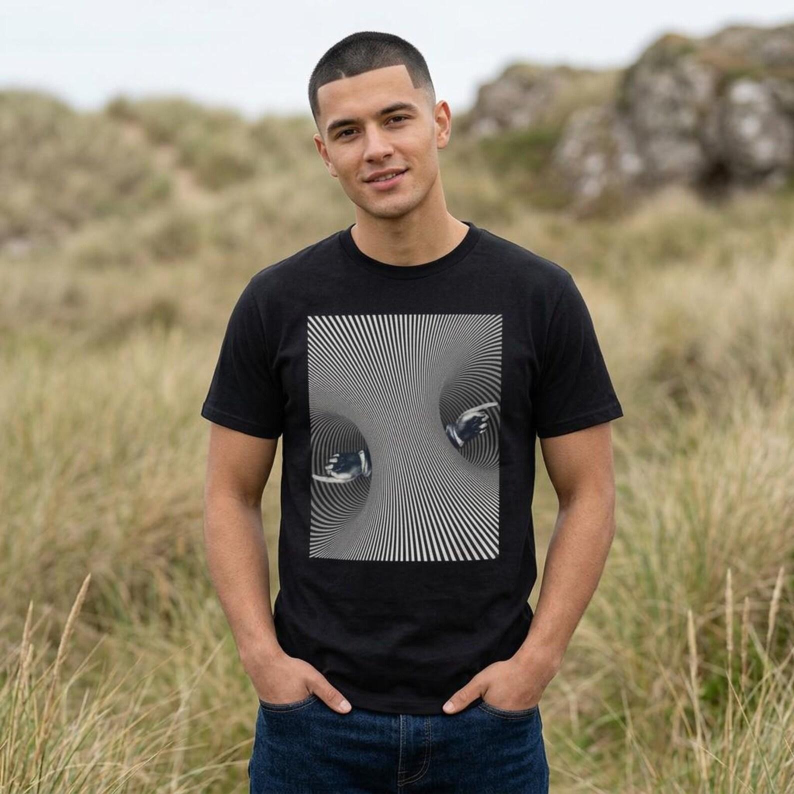 Optical Illusion Eyes Tee | Hypnotic Line Art T-Shirt 3XL