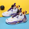 Children's Basketball Shoes Teen Leather Professional Sneakers Boys' Shoes Button Friction Sound Medium and Older Children's Sneakers