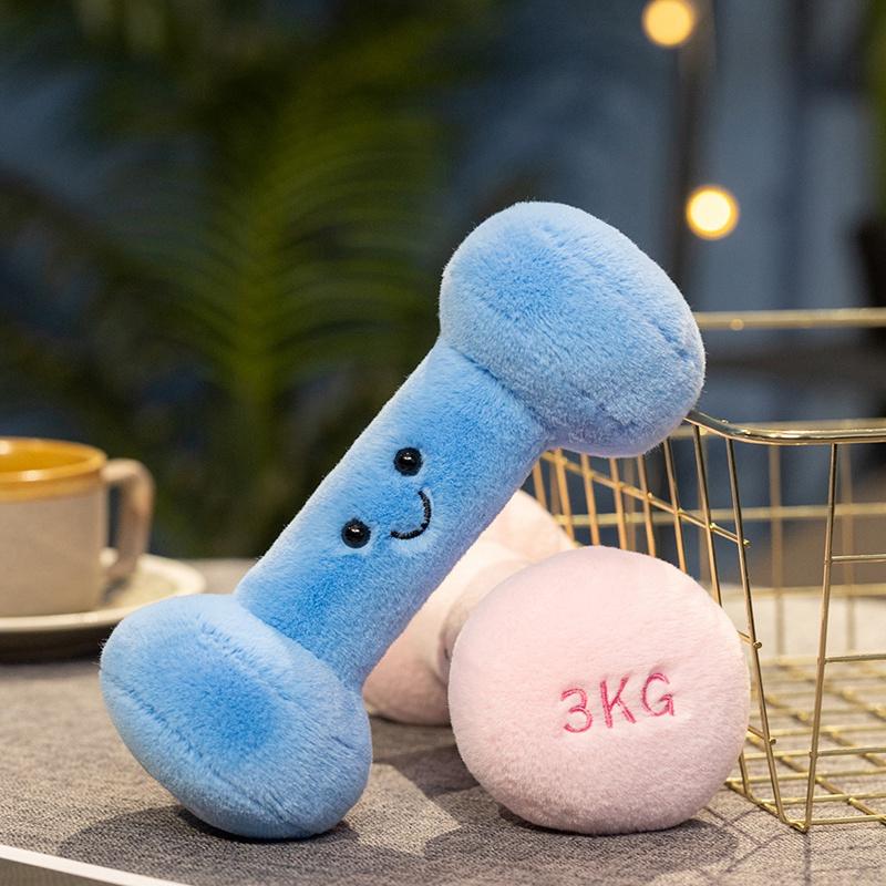 Kawaii Cartoon Anime Dumbbell Dolls Stuffed Plush Toys Handmade Kettle Bells Children'S Fitness Equipment Creative Gifts