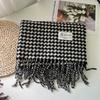 Houndstooth Plaid Tassel Scarf for Girls Winter New Retro Warm Knitted Couple Scarf and Shawl Dual Use