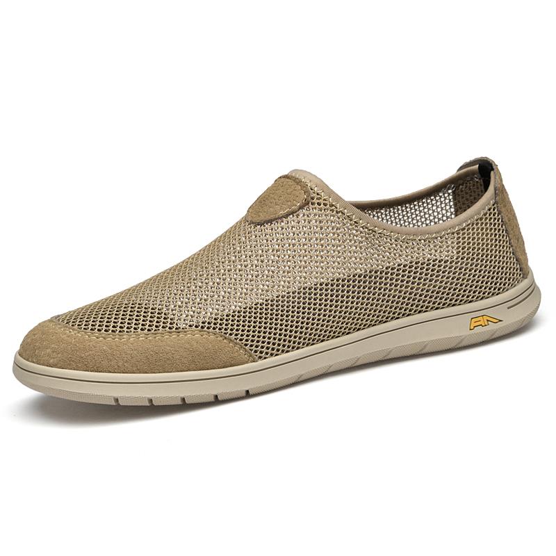 

Модные мокасины для весны и лета, горячие продажи, удобные мужские лоферы, повседневные слипоны, мужские балетки, легкая обувь для вождения, дышащая сетчатая обувь 45 песочный