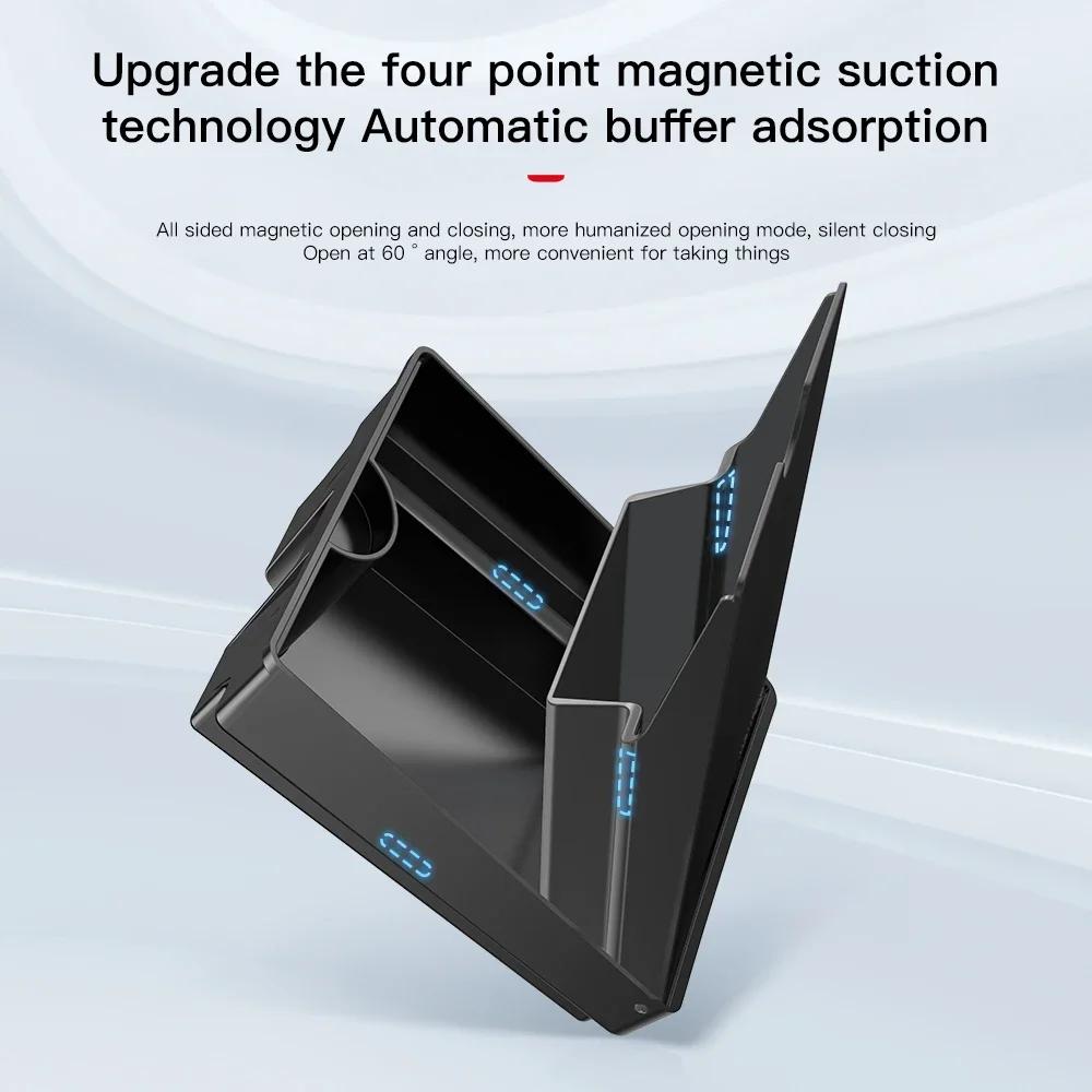 For Tesla Hidden Storage Box Magnetic Center Console Hidden Storage Box For Tesla Model 3 Y Armrest Hidden Organizer Accessory