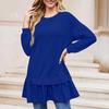 Women's Fashion Casual Loose Long Sleeve Ruffle Mid-Length Solid Color Sweatshirt
