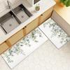 1Pcs Green White Eucalyptus Plant Floor Mat Modern Kitchen Polyester Rug Non-Slip Colorful Indoor Carpet, For Home Bathroom Bedroom Living Room Decor