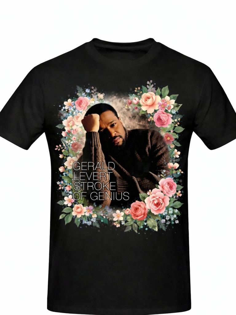 Gerald Levert Music Inspired T-Shirt With Floral Elements - Perfect Gift Women Short Sleeve Round Ne