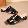 New Style Fashion Women's Gold Low Heels Sandals Women Summer Square Toe Thick Heeled Slippers Woman Plus Size 43 Outdoor Slides