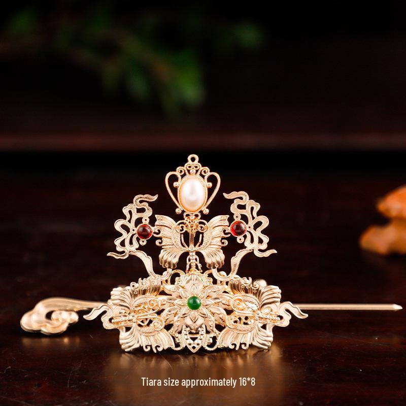 Handmade Wuxia Style Unisex Hair Crown Tiara and Hairpin