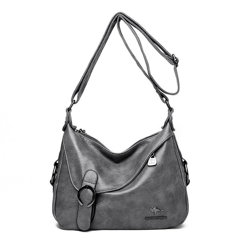 Yiran Jewelry Ring Retro Lock Design Schoudertas voor Dames Street Fashion Grote Capaciteit Dames Crossbody Tas gray