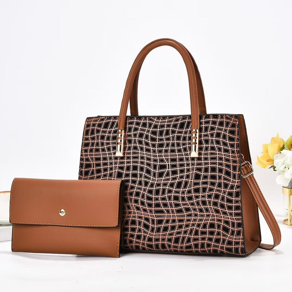 Luxury Design Tote Bag for Women, Leather Business Office Work Commuting Female Shoulder Bag with Small Clutch Handbag Purse