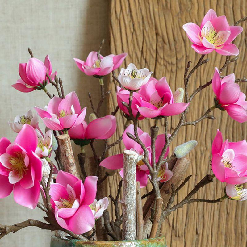 Artificial Magnolia Flower Silk Magnolia Branch For Home Living Room Decoration Fake Flower Plant Table Wedding Party Decor
