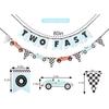 Two Fast Banner - Two Fast Birthday Decorations,Racing Second Birthday Decorations,Race Car Party Flag Banner
