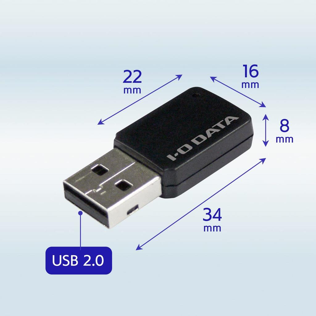 DATA Wireless LAN USB Adapter Japanese I-O Wi-Fi Adapter, 11ac/n/a/g/b, 433Mbps, Type, Manufacturer, WN-AC433UK