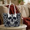 Gothic Skull Printed Tote Bag Vintage Style Large Carryall Shoulder Bag for Daily Use