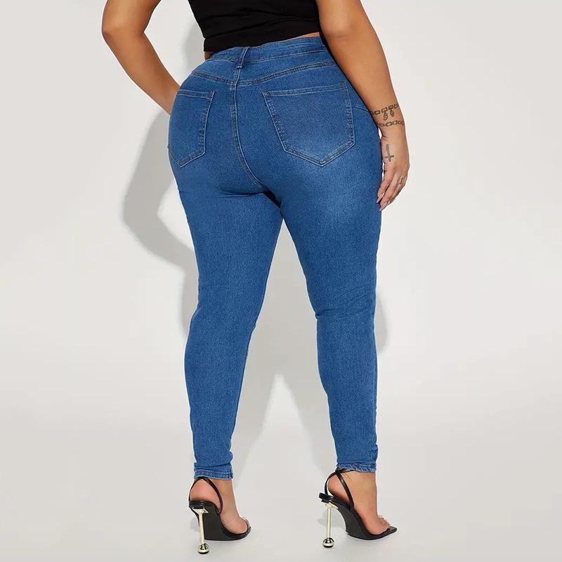 2025 European & American Style High Elastic Skinny Pencil Jeans for Women