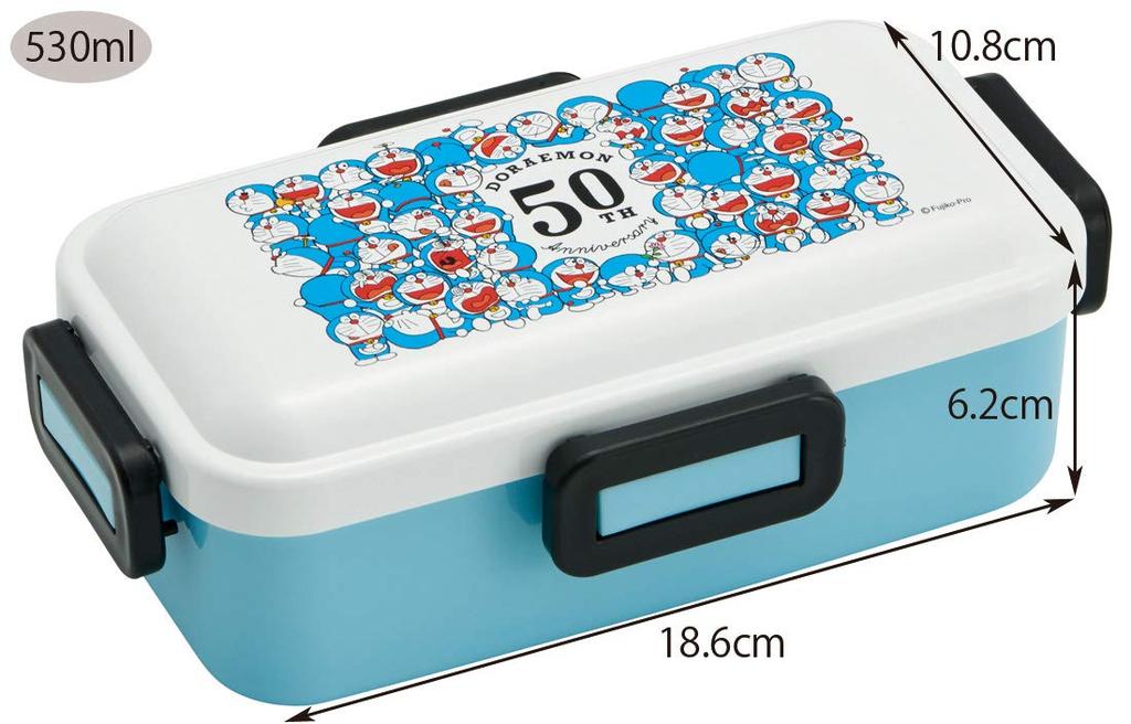 Skater Bento Softly Doraemon Made in PFLB6 Box, Served, Dome-Shaped Lid, 50th, Japan, 530ml,