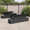 7 Piece Sofa Set with Cushions Black Poly Rattan