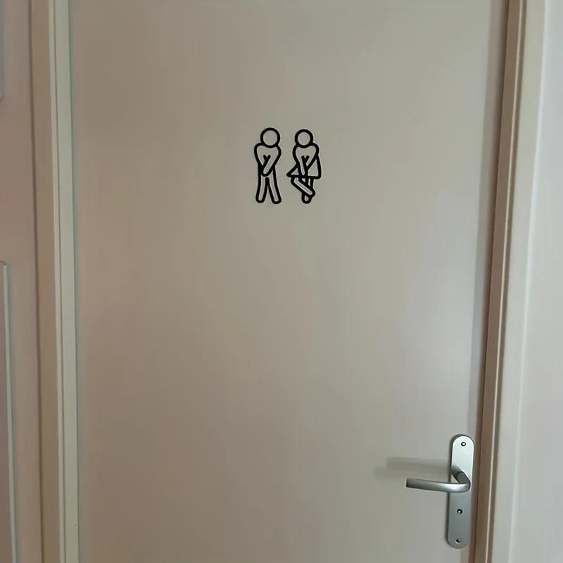 Toilet Entrance Decoration Wall Sticker Home Decor Funny Bathroom Signs 2D Restroom Door Hotel Cafe Plaques Santa Claus's Gift