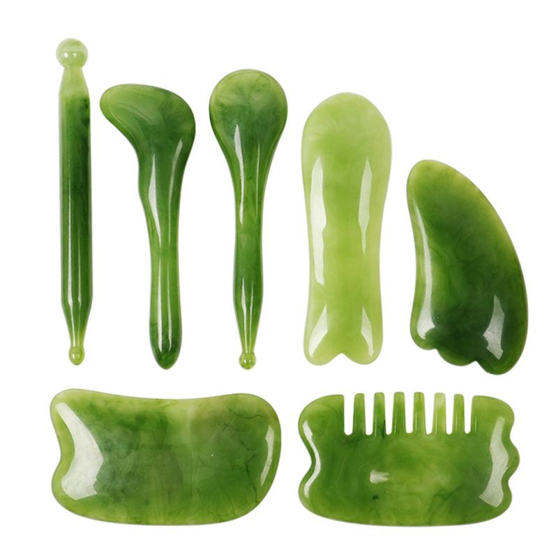 7pcs/set Gua Sha board, muscle-pulling stick, acupoint pen set, muscle-pulling stick for eye massage, facial stick